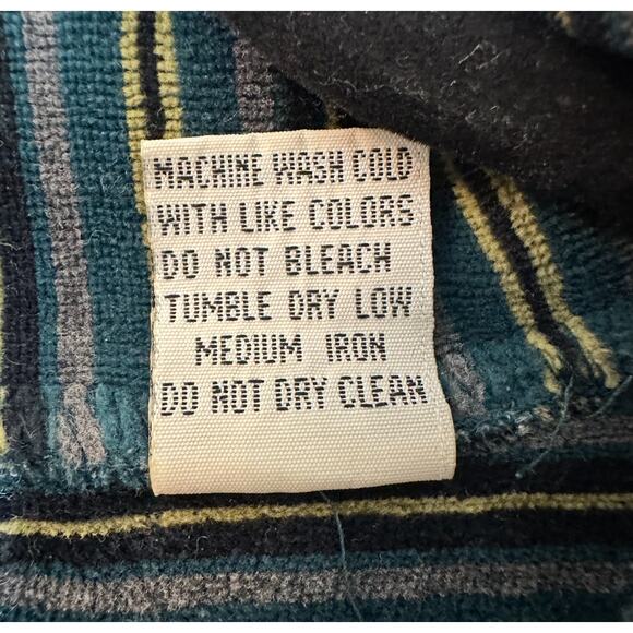 Vintage Metro One Green Blue Stripe Velour Quarter Zip Size Medium - Picture 9 of 10